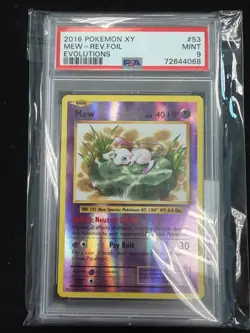 Pokemon Mew 53/108 Evolutions Reverse Holo PSA 9 English 2016 - Image 1