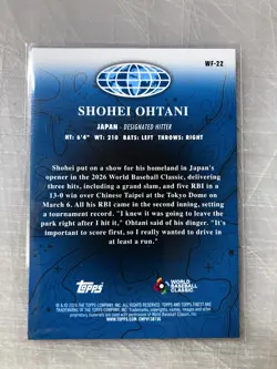 SHOHEI OHTANI World's Finest Insert 2026 Topps Finest #WF-22 JAPAN - Image 2