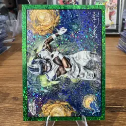 2025 Topps Cosmic Football Jahmyr Gibbs Star In The Night Green /75 Card STN-15 - Image 3