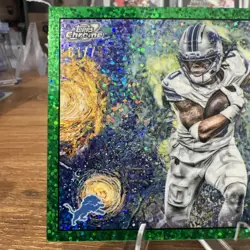 2025 Topps Cosmic Football Jahmyr Gibbs Star In The Night Green /75 Card STN-15 - Image 4