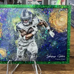2025 Topps Cosmic Football Jahmyr Gibbs Star In The Night Green /75 Card STN-15 - Image 5
