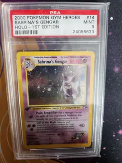 PSA 9 Sabrina's Gengar 14/132 1st Edition Holo Pokemon Card WOTC Gym Heroes - Image 1