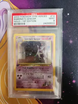PSA 9 Sabrina's Gengar 14/132 1st Edition Holo Pokemon Card WOTC Gym Heroes - Image 2