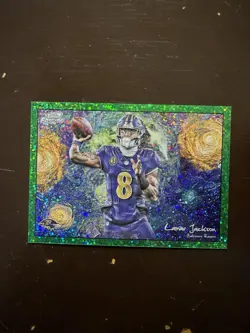 2025 Topps Cosmic Chrome Lamar Jackson Stars in the Night Green /75 Ravens - Image 1