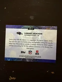 2025 Topps Cosmic Chrome Lamar Jackson Stars in the Night Green /75 Ravens - Image 2