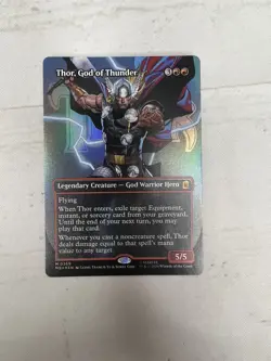MTG Marvel Super Heroes THOR, GOD OF THUNDER Borderless Foil Mythic #369 - Image 1