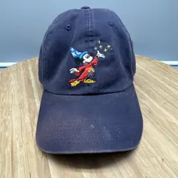 VTG Disney Fantasia Hat Mickey Mouse USA Sorcerer Cap Blue Embroidered - Image 1