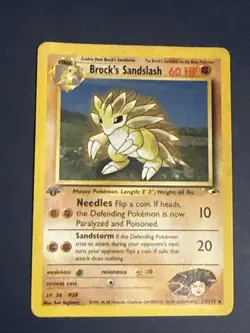 Brock's Sandslash 032/132 Rare 1st Edition Gym Heroes Pokemon WOTC HP/DMG - Image 1