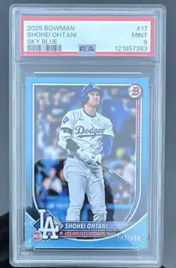 Bowman 2025 Shohei Ohtani Dodgers Sky Blue /499 PSA 9 #17 Baseball - Image 1