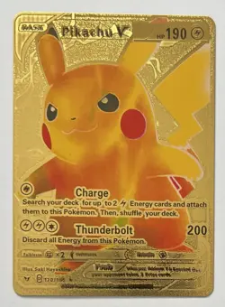 Pokemon Pikachu V Gold Foil Card 190 HP 170/185 - Image 1