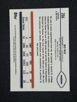 2024 NFL Topps Chrome Sapphire Edition - Rookie Bo Nix #206 RC 🔥🔥🔥 - Image 2