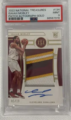 2022 Panini National Treasures #134 Isaiah Mobley Rookie Patch Auto /10 PSA 9 - Image 1
