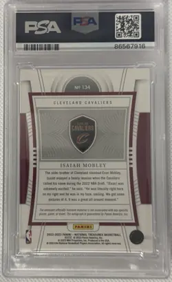 2022 Panini National Treasures #134 Isaiah Mobley Rookie Patch Auto /10 PSA 9 - Image 2