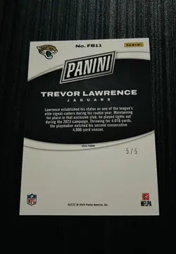 2024 Panini Black Friday Green Trevor Lawrence 5/5 #FB11 Jacksonville Jaguars - Image 2