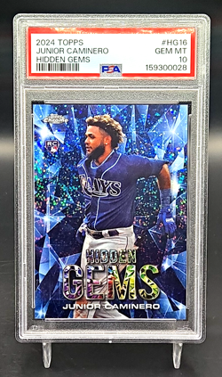 2024 Topps Chrome Junior Caminero Hidden Gems RC Rookie Rays SP SSP PSA 10 - Image 1