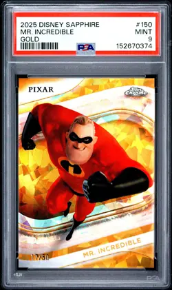 2025 Topps Chrome Disney Sapphire Edition Mr. Incredible Gold /50 #150 PSA 9 - Image 1