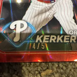 Topps Chrome 2024 Orion Kerkering RC Rookie Red Wave 4/5 #180 Phillies - Image 3