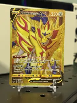 Zamazenta v 212/202 Sword & Shield Base Set Gold Secret Rare Card NM Condition - Image 1