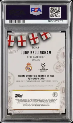 2025/26 Topps Chrome UCC JUDE BELLINGHAM Orange AUTO /25! PSA 9 -POP 1! Enlgand - Image 2