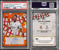 2025/26 Topps Chrome UCC JUDE BELLINGHAM Orange AUTO /25! PSA 9 -POP 1! Enlgand - Image 3