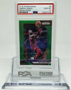 2018 PRIZM GREEN LEBRON JAMES SP #6 PSA 10 GEM MINT CAVS HEAT LAKERS MVP HOT! - Image 1