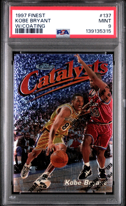 Kobe Bryant 1997 Topps Finest #137 *Catalysts* with Coating Uncommon Rare PSA 9 - Image 1