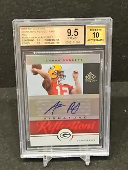 Aaron Rodgers 2005 UD Reflections Red BGS 9.5/Auto 10 Rookie RC - Image 1