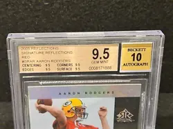Aaron Rodgers 2005 UD Reflections Red BGS 9.5/Auto 10 Rookie RC - Image 2