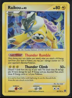 RAIKOU 16/132 Cracked Ice Holo Bleed Rare D&P Secret Wonders 2007 - Pokemon Card - Image 1