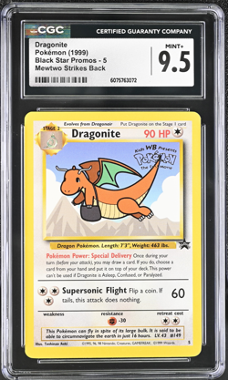 1999 Pokemon Movie Black Star Promo #5 Dragonite CGC 9.5 - Image 1