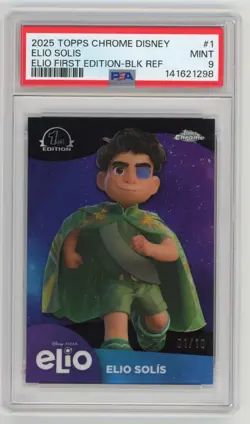 2025 Topps Chrome Disney Elio Solis 1st Edition Black # 1/10 Case Hit SSP PSA 9 - Image 1