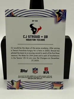 2025 Topps Cosmic Chrome C.J. Stroud Starfractor SP Houston Texans SF-23 - Image 4