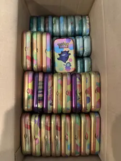 LOT OF x68 Empty Pokemon 25th Anniversary Celebrations/151/Shrouded Mini Tins !! - Image 1