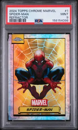 2024 Topps Chrome Marvel Refractor #1 Spider-Man PSA 9 MINT - Image 1