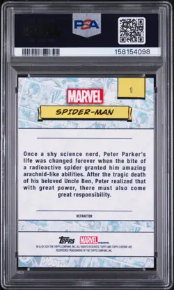 2024 Topps Chrome Marvel Refractor #1 Spider-Man PSA 9 MINT - Image 2