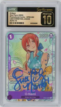 CGC Pristine 10 Auto 10 Luci Christian O-Nami Illustration Box Vol.1 OP05-062 - Image 1