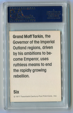 1977 Stars Wars Grand Moff Tarkin Wonder Bread PSA 7 Near Mint #6 Peter Cushing - Image 2