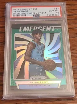 2019 Panini Prizm EMERGENT Green Prizm #17 JA MORANT PSA 10 GEM Grizzlies RC - Image 1