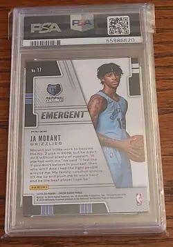 2019 Panini Prizm EMERGENT Green Prizm #17 JA MORANT PSA 10 GEM Grizzlies RC - Image 2