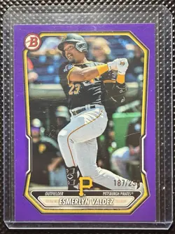 Bowman 2024 Prospects Purple Esmerlyn Valdez Pirates #BP-76 /250 - Image 1