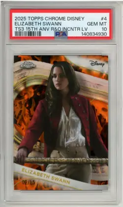 2025 TOPPS CHROME DISNEY INCINERATOR LAVA REFRACTOR ELIZABETH SWANN 2/15 PSA 10 - Image 1