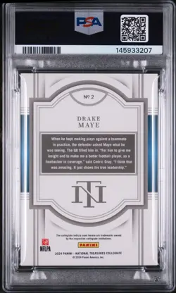 2024 Drake Maye ⭐/75 National Treasure⭐ *PSA 9* #2 Blue Century (RC) - Image 3