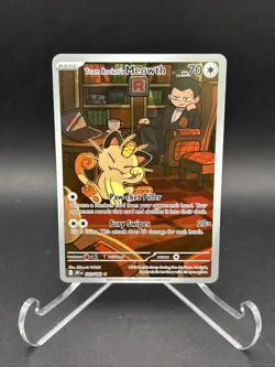 Pokemon TCG Destined Rivals Team Rocket's Meowth Illustration Rare 203/182 - Image 1