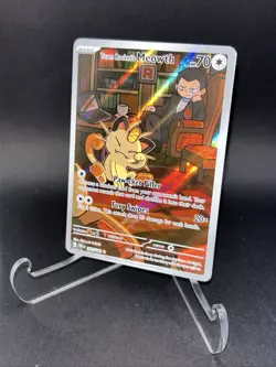 Pokemon TCG Destined Rivals Team Rocket's Meowth Illustration Rare 203/182 - Image 2