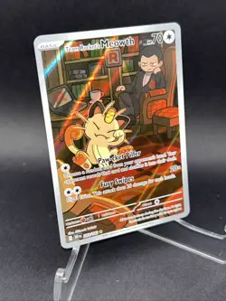 Pokemon TCG Destined Rivals Team Rocket's Meowth Illustration Rare 203/182 - Image 3