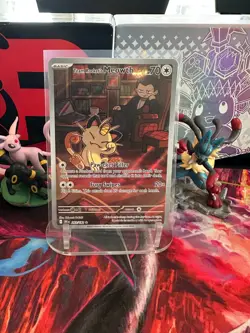 Team Rocket's Meowth 203/182 Destined Rivals Illustration Rare Pokemon TCG - Image 1