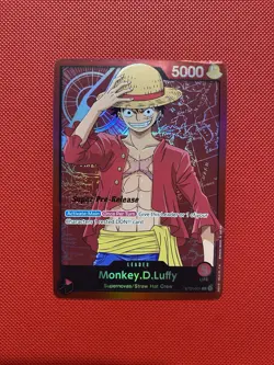 One Piece Card Game Super Pre Release ST01-001 Monkey. D. Luffy Leader Damaged - Image 1