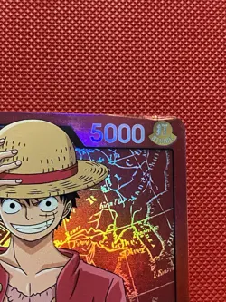 One Piece Card Game Super Pre Release ST01-001 Monkey. D. Luffy Leader Damaged - Image 5