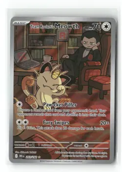 Pokemon TCG Destined Rivals #203/182 Team Rocket's Meowth Illustration Rare - Image 1