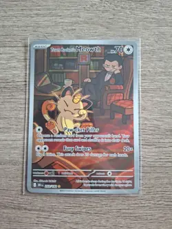 Team Rocket's Meowth 203/182 ILLUSTRATION RARE Destined Rivals Pokemon TCG MINT - Image 1
